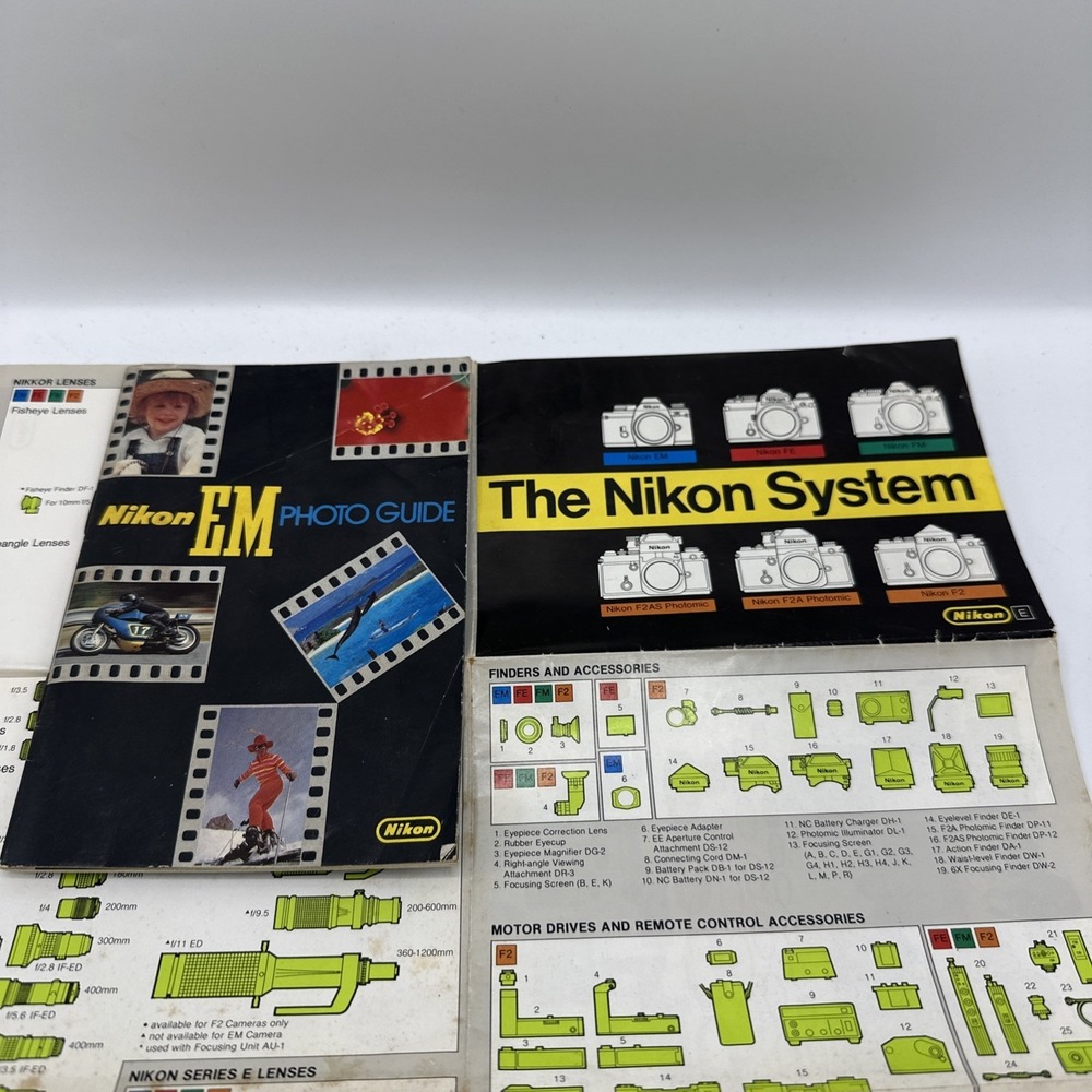 Nikon EM Photo Guide And The Nikon System Poster.  #8009-03m 8026-07 PEC